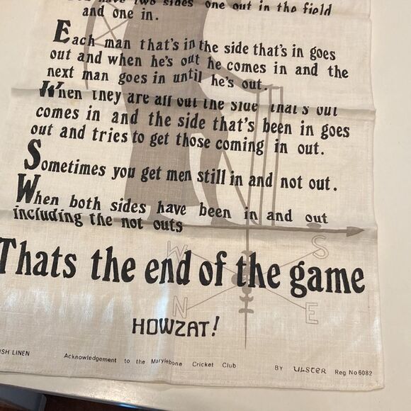 Ulster Cricket 6082 Tea Towel Irish Linen Marlebone Club Funny Humor 18.5x29 - Picture 2 of 5
